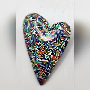 Colorful Swirl heart pin Brooch Multicolor  2"